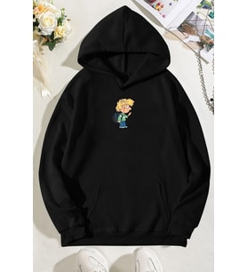 Unisex Cedric Üzümlü Kekim Baskılı Sweatshirt (Siyah)