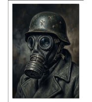 Gaz Maskeli Asker Vintage Portre Dekoratif Kanvas - Mdf Ahşap Tablo