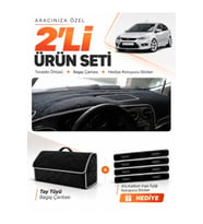 e-biz FORD FOCUS 2.5 HATCHBACK KAPAKLI (2008-2011) Torpido + Tay Tüyü Çanta - Siyah-Gri - FO011