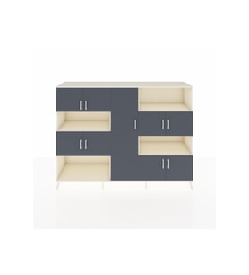 Hyperion Dolap 10 Raflı 9 Kapaklı 220x44x163 Aytaşı-Antrasit/Aytaşı