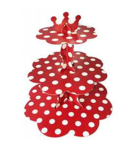 Cup cake standı puantiyeli karton kırmızı pk:1-