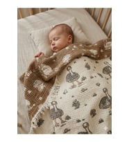 Müslin Bebek Yorganı,müslin örtü,müslin battaniye deve kuşu desenli 130*130
