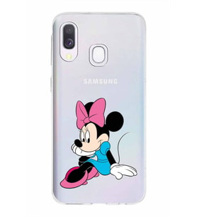 Samsung Galaxy A40  Kapak Minnie Mouse Tasarımlı Şeffaf Silikon Kılıf