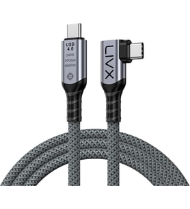 USB4 Kablo 90 Derece USB-C to USB-C 40Gbps Veri Aktarım, 240W PD Hızlı Şarj, 8K@60Hz Görüntü Desteği, Thunderbolt 3/4 ile Uyumlu, Örgülü Dayanıklı Şarj ve Data Kablosu KLV-Y