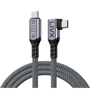 USB4 Kablo 90 Derece USB-C to USB-C 40Gbps Veri Aktarım, 240W PD Hızlı Şarj, 8K@60Hz Görüntü Desteği, Thunderbolt 3/4 ile Uyumlu, Örgülü Dayanıklı Şarj ve Data Kablosu KLV-Y
