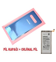 Samsung Galaxy S10 PLUS Arka Pil Batarya Kapağı + PİL (CAM) MAVİ