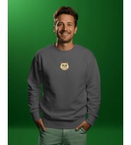 Erkek Ragdoll Kedisi Desenli Sweatshirt – Minimal Göğüs Baskılı, Rahat Kesim (Füme)