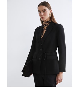 LCW EVERYDAY Siyah Beli Kuşaklı Kadın Blazer Ceket
