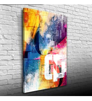 Turuncu Mavi ve Kırmızı Tonlarda Poster Kanvas Tablo 50 x70