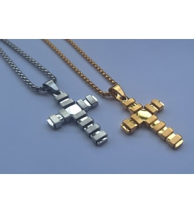 voyageaccessory Paslanmaz Çelik Çift Renk Seçenekli Altın & Gümüş Renk Milenyum Tasarım Haç Kolye (Beyaz Gümüş)