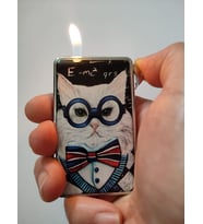 Kedi Temalı Metal Gazlı Çakmak ( Arkası Aynalı )
