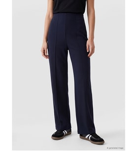 LCWAIKIKI Classic Lacivert Beli Lastikli Soft Touch Kadın Pantolon