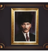 Altın Varaklı Çerçeveli Paspartulu Atatürk Tablo TR0803 (Gold)