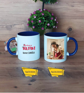 Mutfağın Sultanı Anneye Hediye Kupa Bardak Lacivert Fotoğraflı Anneler Günü Hediyesi