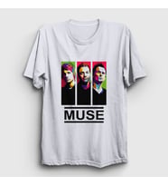 Presmono Unisex Beyaz Band Muse T-Shirt 69694tt