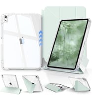 iPad (A16) 11./10. Nesil 8+ Görüş Açısına Sahip Kılıf, Kendin Yap Çıkarılabilir Sürgülü Kapak, Tamamen Şeffaf Sert Arka Kabuk, Katı Y-Katlanır Stand, iPad 10,9 inç (2022)/ 11" (2025)-Yeşil-1