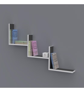 Kenzlife kitaplık günan 060*090*20 gri duvar rafı