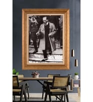 Altın Varaklı Çerçeveli Paspartulu Atatürk Tablo TR1548 (Gold)