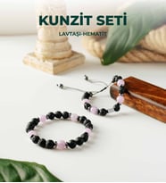 Luxtone Sertifikalı Kunzit - Lavtaşı ve Hematit 2'li Bileklik Seti Erkek Takı  LX1810ST