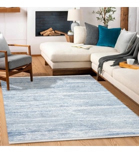 Mavi Ekru Dijital Baskı Halı Modern Soyut Desenli Kaymaz Tabanlı Yıkanabilir Salon Koridor