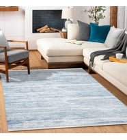Mavi Ekru Dijital Baskı Halı Modern Soyut Desenli Kaymaz Tabanlı Yıkanabilir Salon Koridor