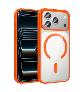 iPhone 17 Pro Max Kılıf M-safe Wireless Şarj Özellikli Silikon Ege Kılıf (Turuncu)