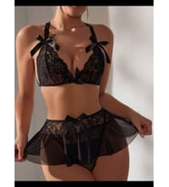 Fantezia Night Tegan Fantezi Siyah Dantelli Mini Etekli Babydoll TG279242