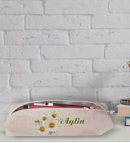 BK Gift Kişiye Özel İsimli Papatya Temalı Keten Bez Kalemlik-12