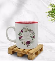 BK Gift Kişiye Özel Çiçek Tasarımlı İçi Kırmızı Renkli Kupa Bardak Model 14