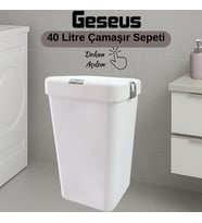 Gümüş Tekli Dokunmatik Çamaşır Sepeti Çöp Kovası Temizlik Kovası Kirli Sepet 40 Litre-MT008