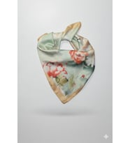 Mint Yeşili Çiçek Desenli Saten Fular 48x48 cm – Pastel Floral Kare Bandana