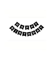 Siyah Gümüş Happy Yaldızlı Banner
