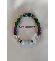 8 MM HAVA ELEMENTİ DOĞAL TAŞ BİLEKLİK (AKUAMARİN, KRİSTAL KUVARS, HEMATİT, YEŞİM, AMETİST, LABRADORİT, APATİT )