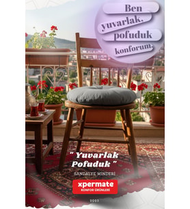 Pofuduk Yuvarlak Sandalye Minderi  Mutfak, Balkon, Bahçe Dekoratif Oturma Minderi  Yumuşak dolgu (Gri)