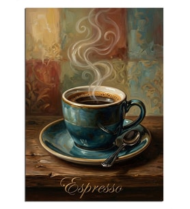 Buharı Tüten Espresso Fincanı Keyfi Dekoratif Kanvas - Mdf Ahşap Tablo