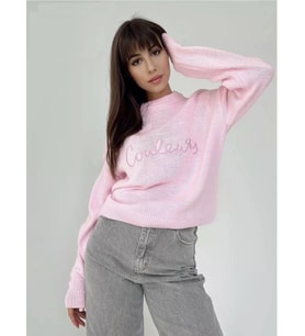 Trend Kadın Yeni Sezon Kadın Bisiklet Yaka Spor Oversize Triko (Pembe)