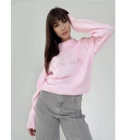 Trend Kadın Yeni Sezon Kadın Bisiklet Yaka Spor Oversize Triko (Pembe)