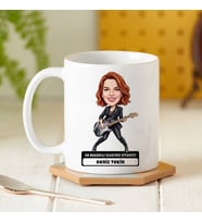 Elektro Gitarist Müzisyen Kadın Karikatürlü Kupa Bardak