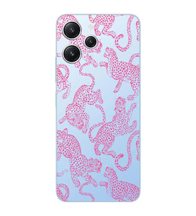 Xiaomi REDMI 12 Uyumlu Pembe Leopar Desenli Şeffaf Telefon Kılıfı