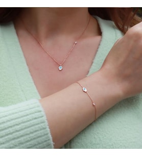 Fatma Ana El Figürlü Zirkon Taşlı Mine İşli Rose Gold Kaplama Gümüş Set