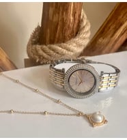 Silver&Gold Çelik Büyük Kasalı Kadın Kol Saati+%100 Çelik Kolye Hediyeli (Çok Renkli)