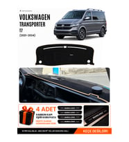 e-biz VOLKSWAGEN TRANSPORTER T7 (2021-2024) Uyumlu Torpido Örtüsü, Torpido Kılıfı - Siyah-Bej - VW029