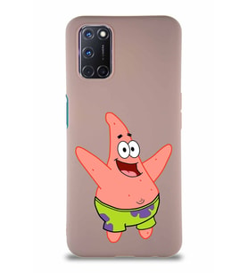 Oppo A52 Soft Premier Kapak Patrick Yıldız Tasarımlı Silikon Kılıf - Pudra (Şeffaf)