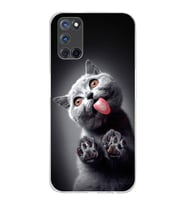 PrintiFy Oppo A92 ile Uyumlu Kedi 2 Kamera Korumalı Şeffaf Kılıf