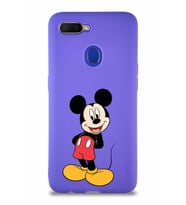 Oppo A5S Soft Premier Kapak Mickey Mouse-B Tasarımlı Silikon Kılıf - Mor (Şeffaf)