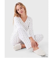 LCW DREAM Ekru V Yaka Desenli Kadın Pijama Takımı