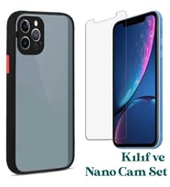 Apple iPhone 11 Pro Max Uyumlu Montreal Kılıf Ve Nano Cam Ekran Koruyucu Set (Siyah)