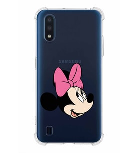 Samsung Galaxy A01  Köşe Korumalı Antişok Kapak Minnie Mouse Tasarımlı Şeffaf  Kılıf