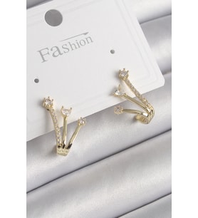 Pirinç Gold Renk Zirkon Taşlı Kadın Küpe 5886 - HPSBYI8074-7867