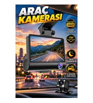 Full HD 1080P Çift Kameralı Araç Kamerası – 170° Geniş Açı, Gece Görüş, G-Sensör ve Park Modu